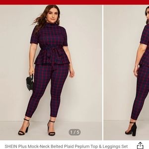 Plaid peplum set with leggings